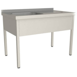Стол для сбора пищевых отходов с моющей ванной Restoinox 1200х600х850 нерж. профиль 40х40, ванна слева, фартук, борт