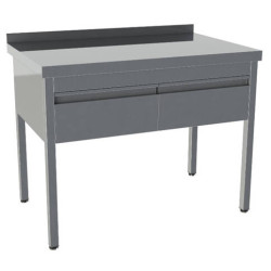 Стол производственный закрытый Restoinox 1200х600х850 нерж. cталь AISI 430, 2 ящика, борт