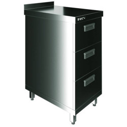 Стол производственный закрытый Restoinox 400х600х850 нерж. cталь AISI 430, 3 ящика, борт