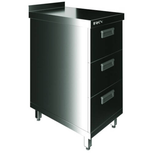 Стол производственный закрытый Restoinox 400х600х850 нерж. cталь AISI 430, 3 ящика, борт