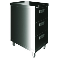 Стол производственный закрытый Restoinox 400х600х850 нерж. cталь AISI 430, 3 ящика