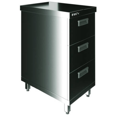 Стол производственный закрытый Restoinox 500х600х850 нерж. cталь AISI 430, 3 ящика